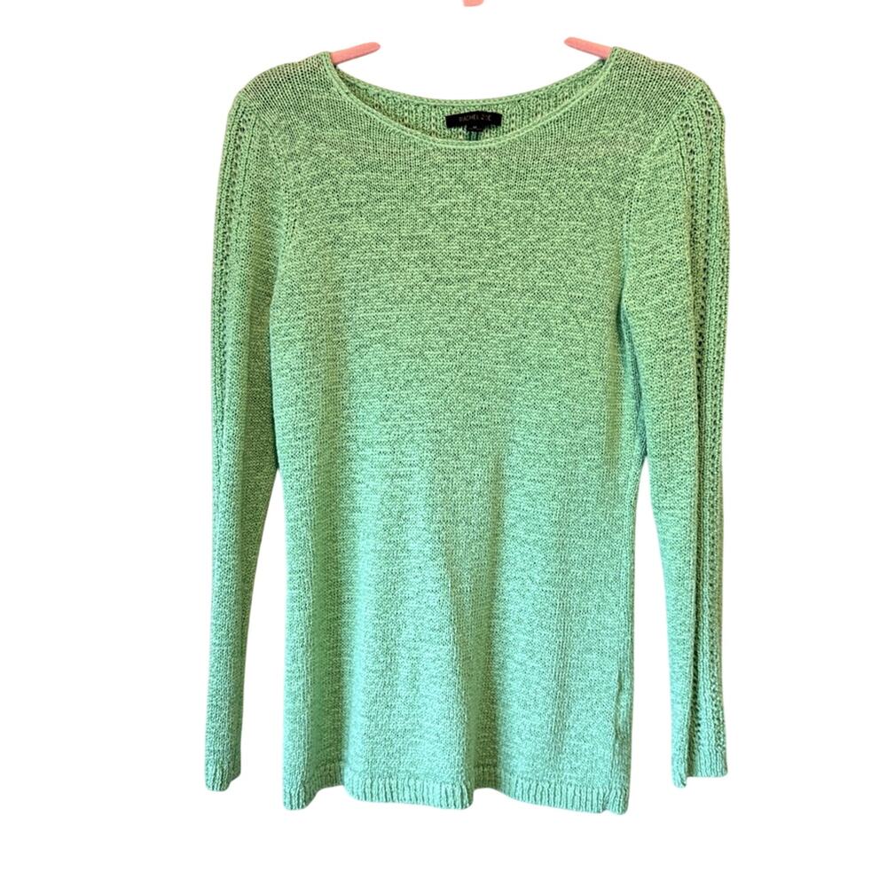 Rachel Zoe Mint Green Open Knit Sweater Womens M Casual Beachy Lightweight